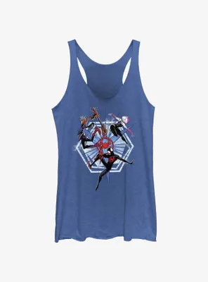 Marvel Spider-Man: Across The Spiderverse Trio Badge Spider-Punk Miles Morales Spider-Gwen Womens Tank Top