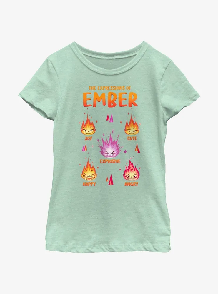 Disney Pixar Elemental Expressions Of Ember Youth Girls T-Shirt