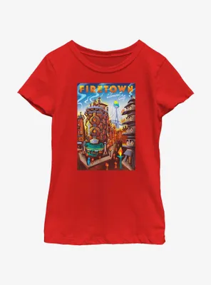 Disney Pixar Elemental Firetown Element City Poster Youth Girls T-Shirt