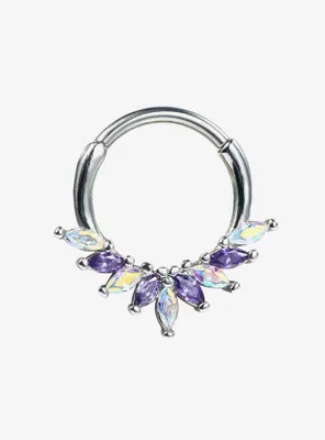 Steel Purple Marquise Hinged Clicker