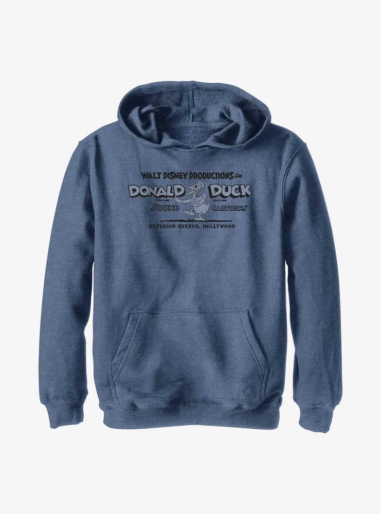 Disney100 Donald Duck Retro Walt Disney Productions Youth Hoodie