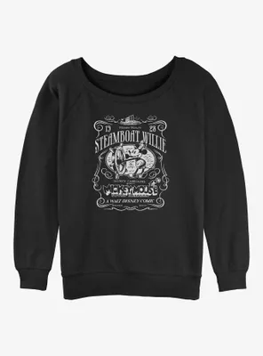 Disney100 Mickey Mouse Steamboat Willie Cartoon Womens Slouchy Sweatshirt