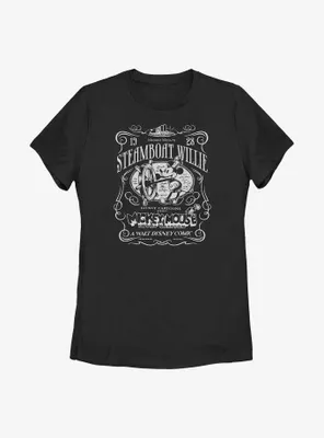 Disney100 Mickey Mouse Steamboat Willie Cartoon Womens T-Shirt