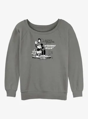 Disney100 Mickey Mouse Steamboat Willie Womens Slouchy Sweatshirt