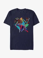 Marvel Spider-Man: Across The Spiderverse Trio Cyborg Scarlet Spider and Miguel O'Hara Badge T-Shirt