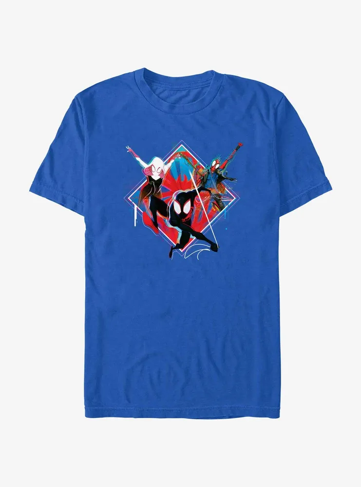 Marvel Spider-Man: Across The Spiderverse Trio Spider-Gwen Miles Morales and Spider-Punk T-Shirt