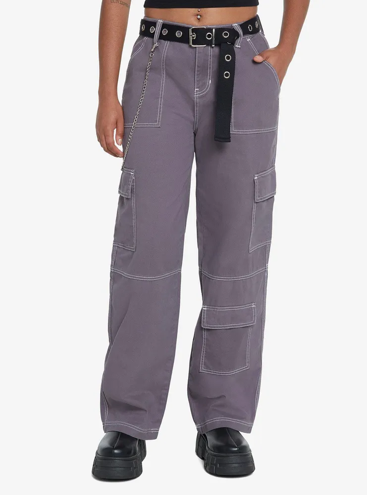 Hot Topic Grey Side Chain Carpenter Pants With Belt