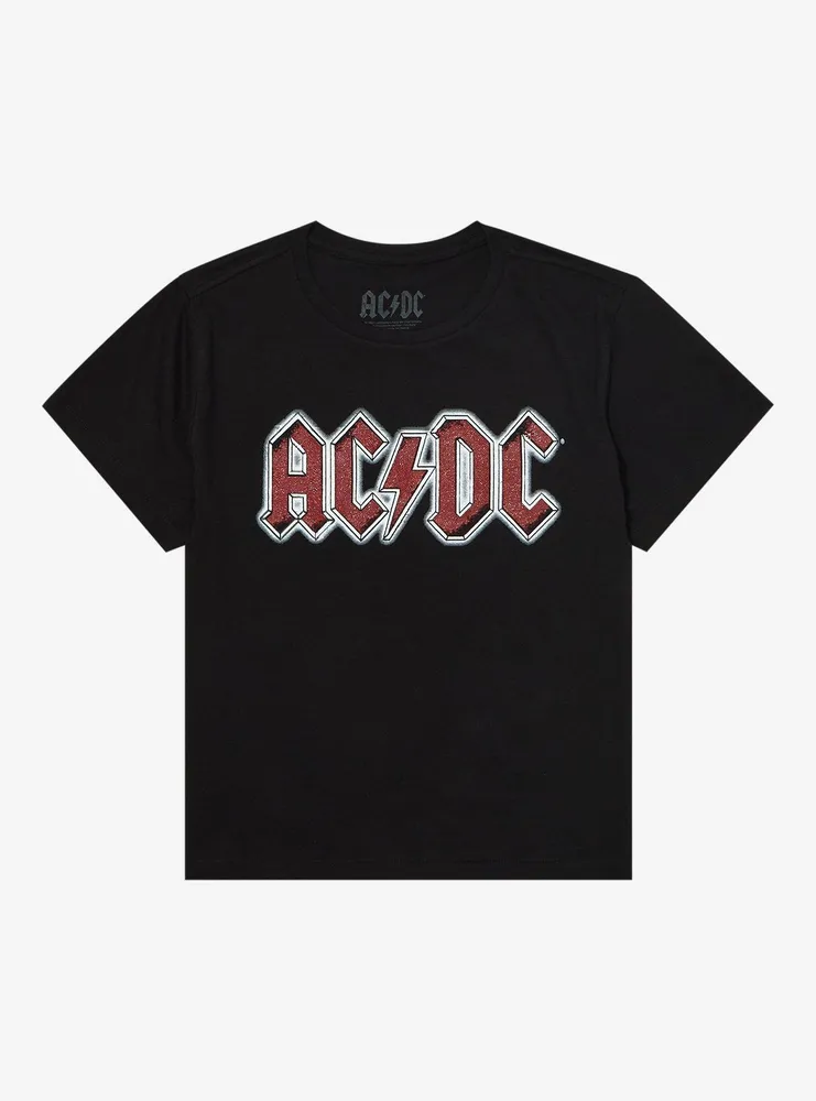 Hot Topic AC/DC Glitter Logo Crop Girls T-Shirt | CoolSprings Galleria