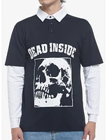 Dead Inside Skull Twofer Long-Sleeve Polo Shirt
