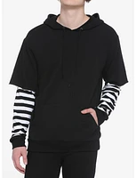 Black & White Stripe Twofer Hoodie