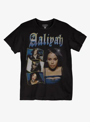 Aaliyah Glitter Collage Boyfriend Fit Girls T-Shirt
