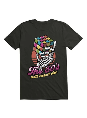 80s Will Never Die Skeleton Cube Vintage T-Shirt