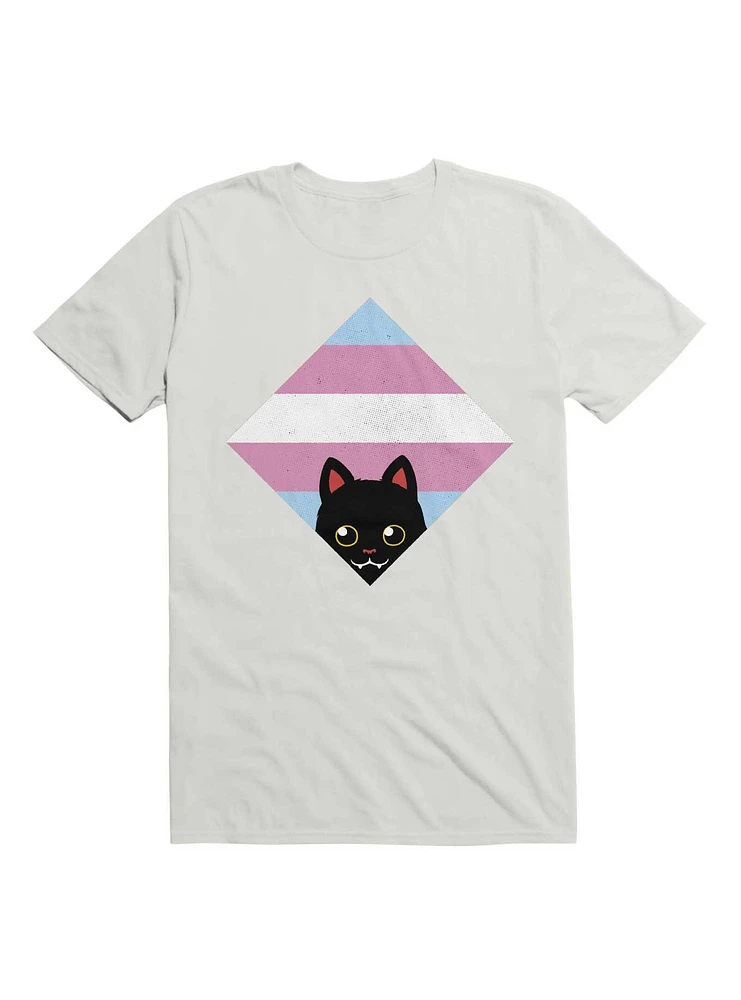 Peeking Cat Trans Square Flag T-Shirt