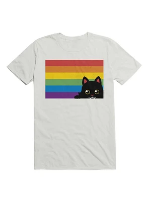 Peeking Cat Rainbow Pride Flag T-Shirt