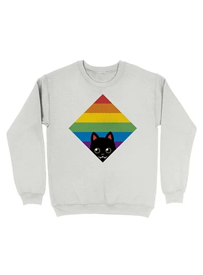 Peeking Cat Rainbow Pride Square Flag Sweatshirt