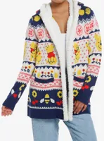 Disney Winnie The Pooh Fair Isle Sherpa Girls Open Cardigan