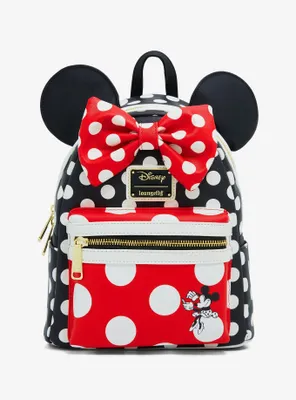 Loungefly Disney Minnie Mouse Black and Red Polka Dot Mini Backpack