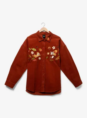 Disney Chip & Dale Fall Foliage Corduroy Women's Plus Button-Up Top - BoxLunch Exclusive