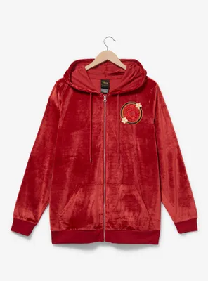 Disney Mulan Red Velour Women's Plus Zippered Hoodie - BoxLunch Exclusive