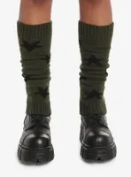 Olive & Black Star Leg Warmers