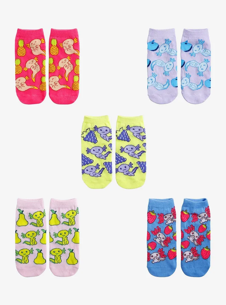 Axolotl Fruit No-Show Socks 5 Pair