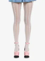 Cream Floral Detail Tights