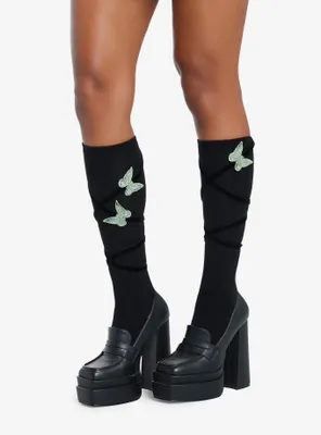 Butterfly Lace-Up Knee-High Socks