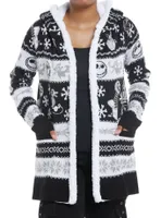 The Nightmare Before Christmas Fair Isle Sherpa Girls Open Cardigan