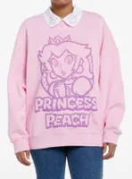 Super Mario Princess Peach Collared Girls Sweatshirt