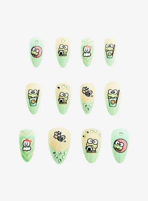 Keroppi French Tip Faux Nail Set