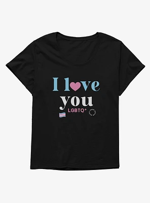 Pride I Love You Transgender Flag Girls T-Shirt Plus