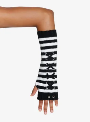 Black & White Lace-Up Hardware Arm Warmers