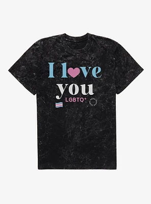 Pride I Love You Transgender Flag Mineral Wash T-Shirt