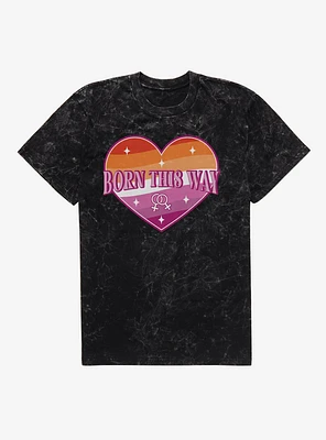 Pride Born This Way Lesbian Heart Mineral Wash T-Shirt