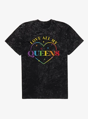 Pride Love All My Queens Heart Mineral Wash T-Shirt