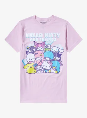 Hello Kitty And Friends Iridescent Glitter Pastel Boyfriend Fit Girls T-Shirt