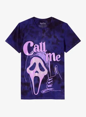 Scream Ghost Face Call Me Glitter Tie-Dye Boyfriend Fit Girls T-Shirt
