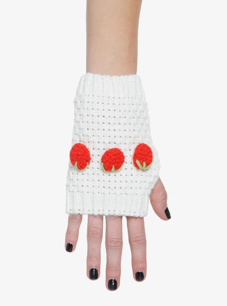 Hot Topic Strawberry Knit Fingerless Gloves