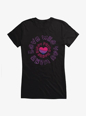 Pride Bisexual Heart Love Who You Want Girls T-Shirt