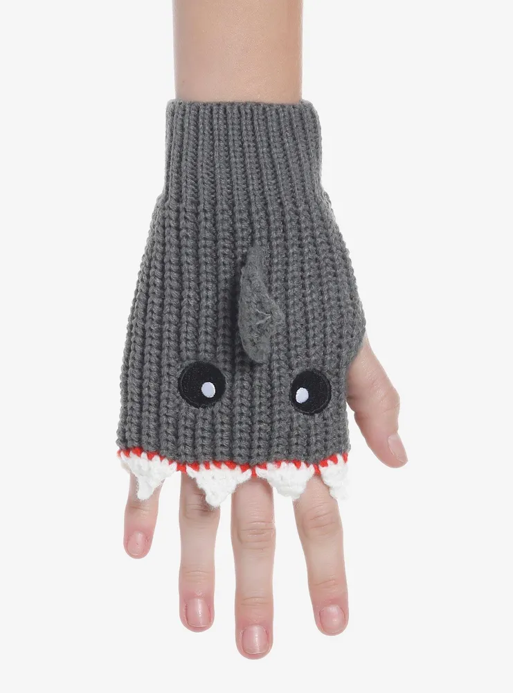 Shark Crochet Fingerless Gloves