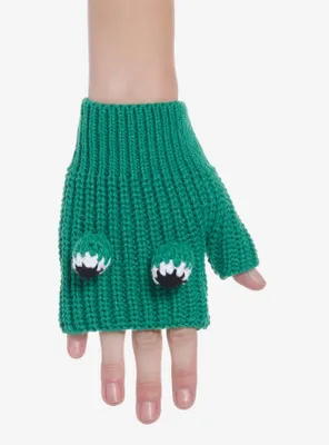 Frog 3D Eyes Knit Fingerless Gloves