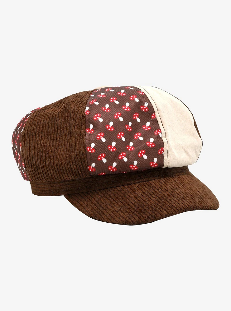 Mushroom Patchwork Cabbie Hat