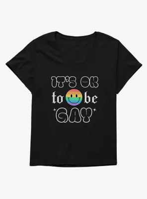 Pride It's Ok Smiley Rainbow Face Womens T-Shirt Plus