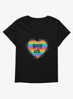 Pride Gay Ok Rainbow Heart Womens T-Shirt Plus