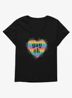 Pride Gay Ok Rainbow Heart Womens T-Shirt Plus