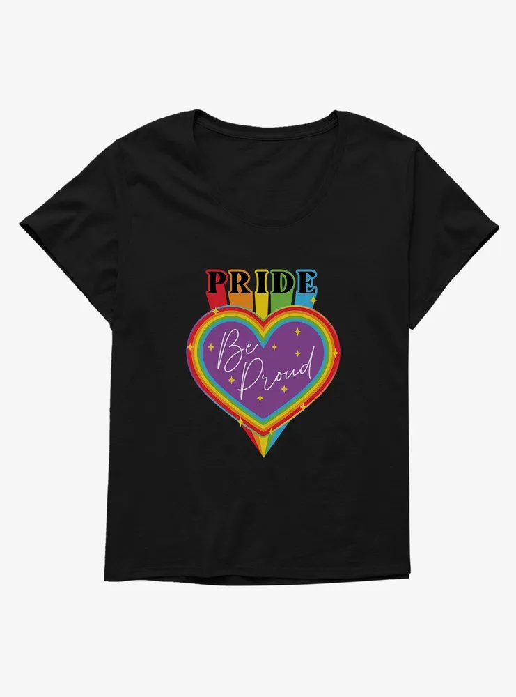 Pride Be Proud Heart Sparkles Womens T-Shirt Plus