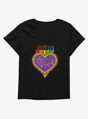 Pride Be Proud Heart Sparkles Womens T-Shirt Plus