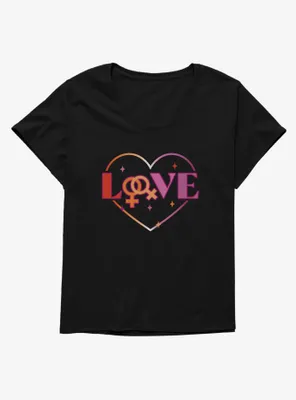 Pride Lesbian Love Heart Womens T-Shirt Plus