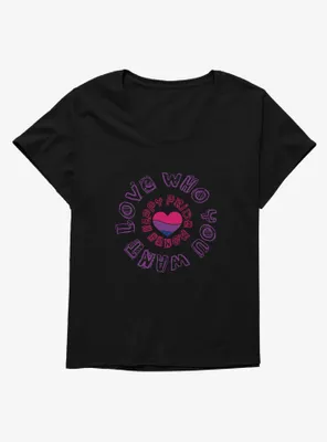 Pride Bisexual Heart Love Who You Want Womens T-Shirt Plus