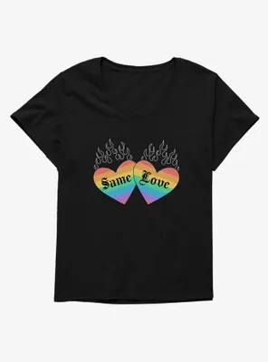 Pride Same Love Rainbow Hearts Womens T-Shirt Plus